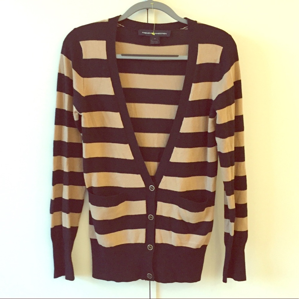 French Connection Striped Cardigan NWOT